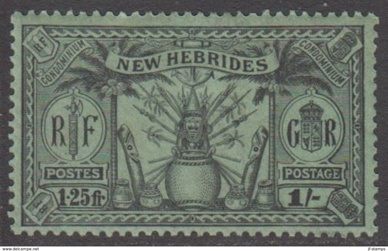 1925. NEW HEBRIDES.  British Issue.  1 Sh - 1.25 Fr  (Michel 83) - JF318345 - Ungebraucht
