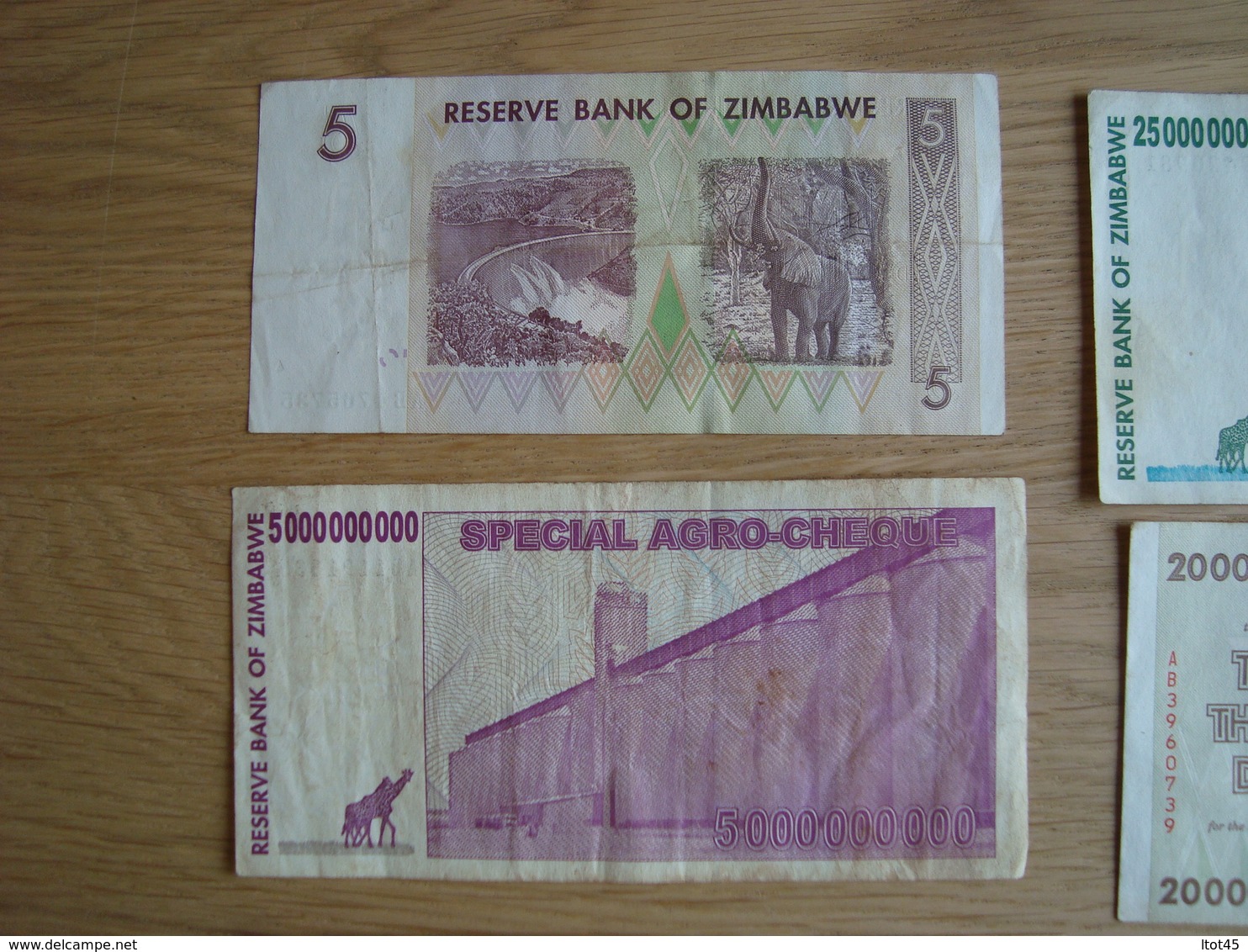 LOT DE 7 BILLETS RESERVE BANK OF ZIMBABWE SPECIAL AGRO-CHEQUE - Zimbabwe