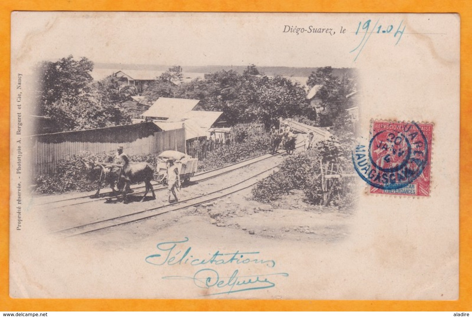 1904 - CP De Diego Suarez, Madagascar Vers Andevoranto Via Tamatave  - Affrt  Local 10 C Type Groupe - Briefe U. Dokumente