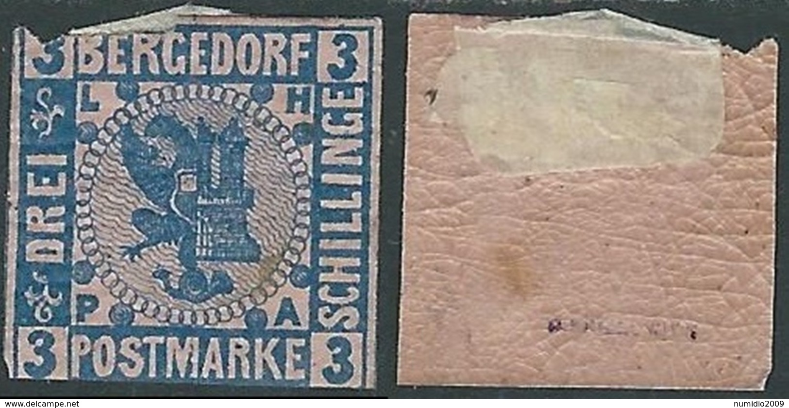 1861 GERMANIA ANTICHI STATI BERGEDORF 3 S DIFETTOSO MH * - RB16-5 - Bergedorf