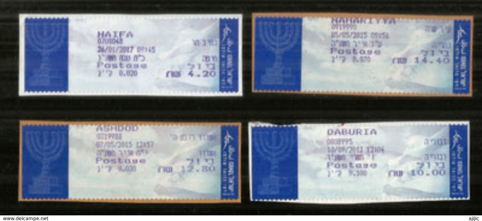 Vignettes Postales D'Ashod, Haifa, Daburia, Nahariya, Sur Fragment Lettres - Otros & Sin Clasificación