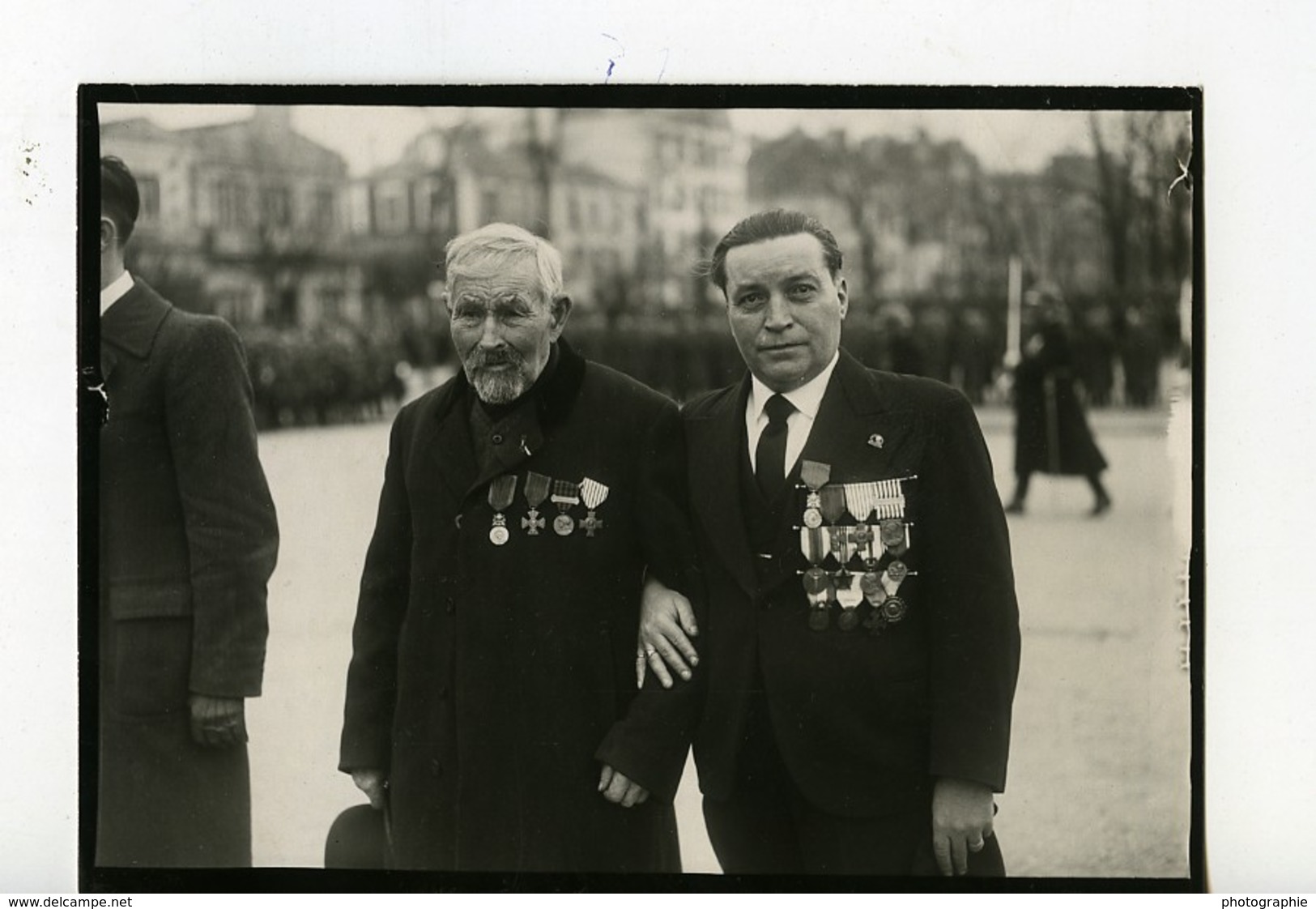 France Jean Schmitt Combattant De 1870 Et Son Neveu Medailles Ancienne Photo 1938 - Guerre, Militaire