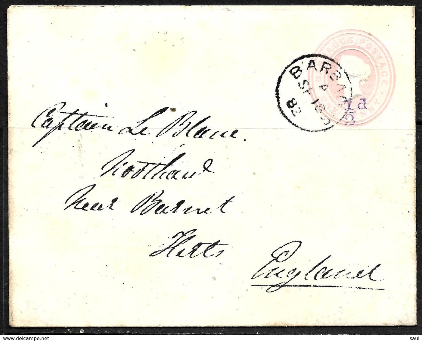 696 - BARBADOS - 1882 - OVERPRINT STATIONERY COVER TO ENGLAND - TO CHECK - Ohne Zuordnung