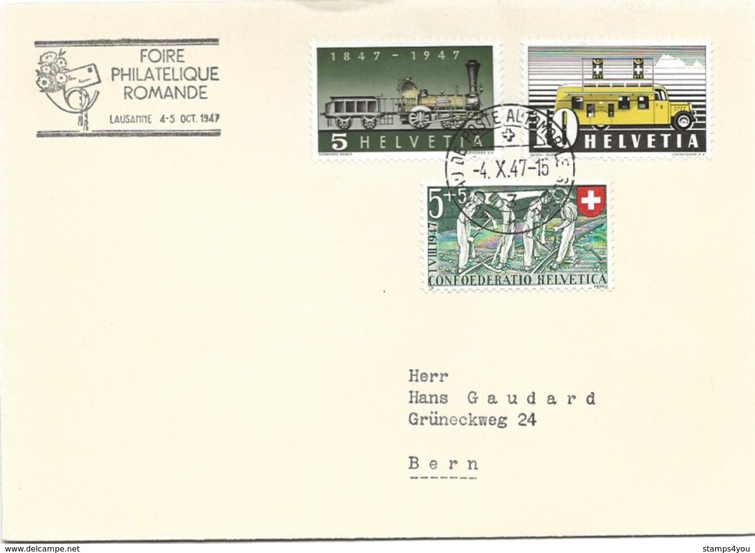 123 - 73 - Enveloppe Avec Oblit Spéciale "Foire Philatélique Romande Lausanne 1947" - Postmark Collection