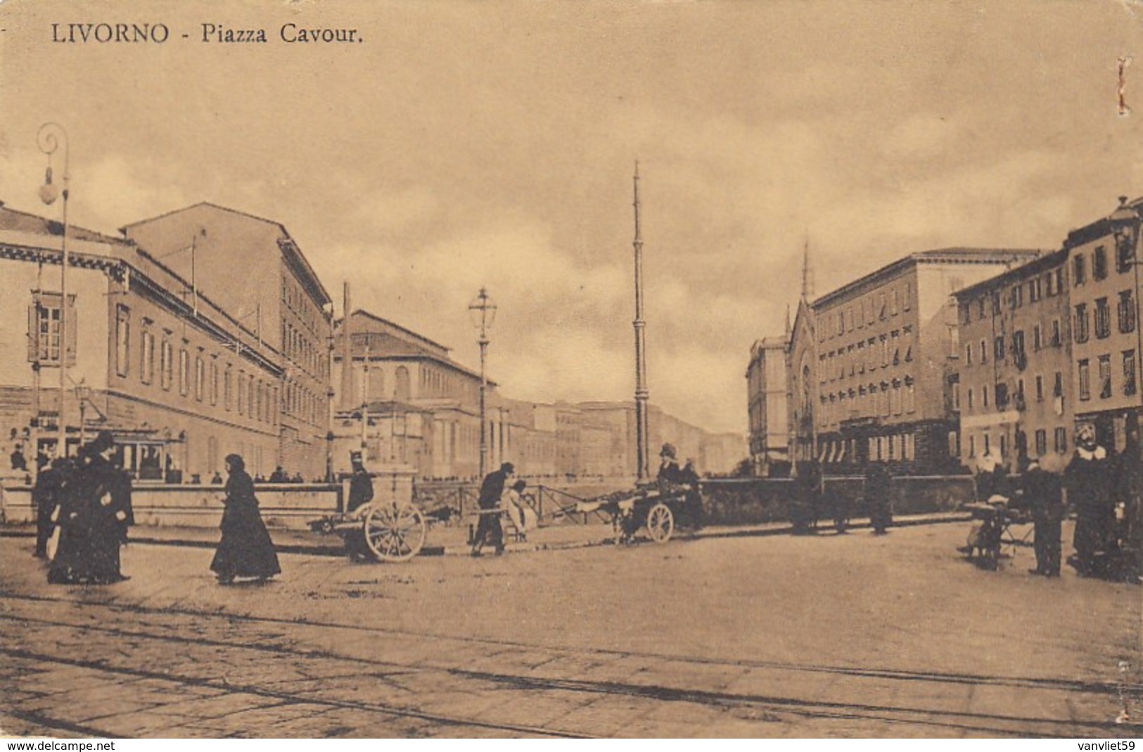 LIVORNO-PIAZZA CAVOUR-CARTOLINA NON VIAGGIATA-ANNO 1910-1920 - Livorno