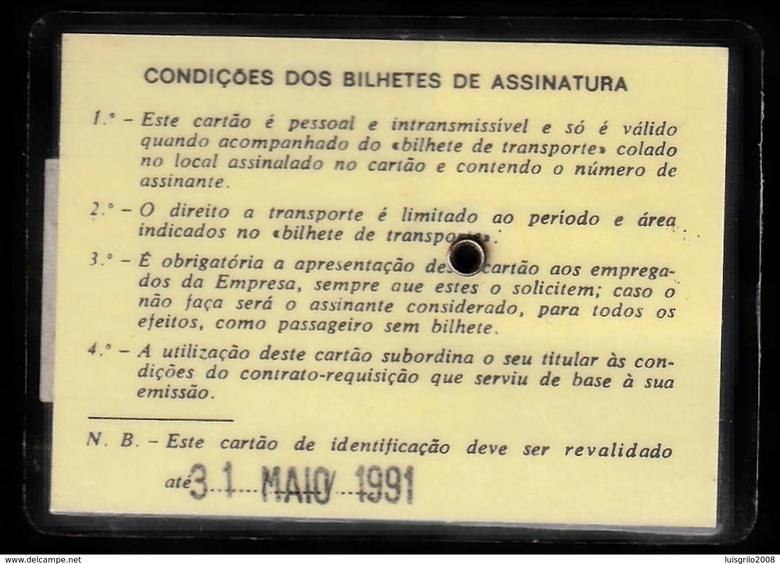 Portugal, PASSE 1991 - Transportes Colectivos Região Lisboa, REFORMADO PENSIONISTA / Avec Vignette Mensuell - Europa