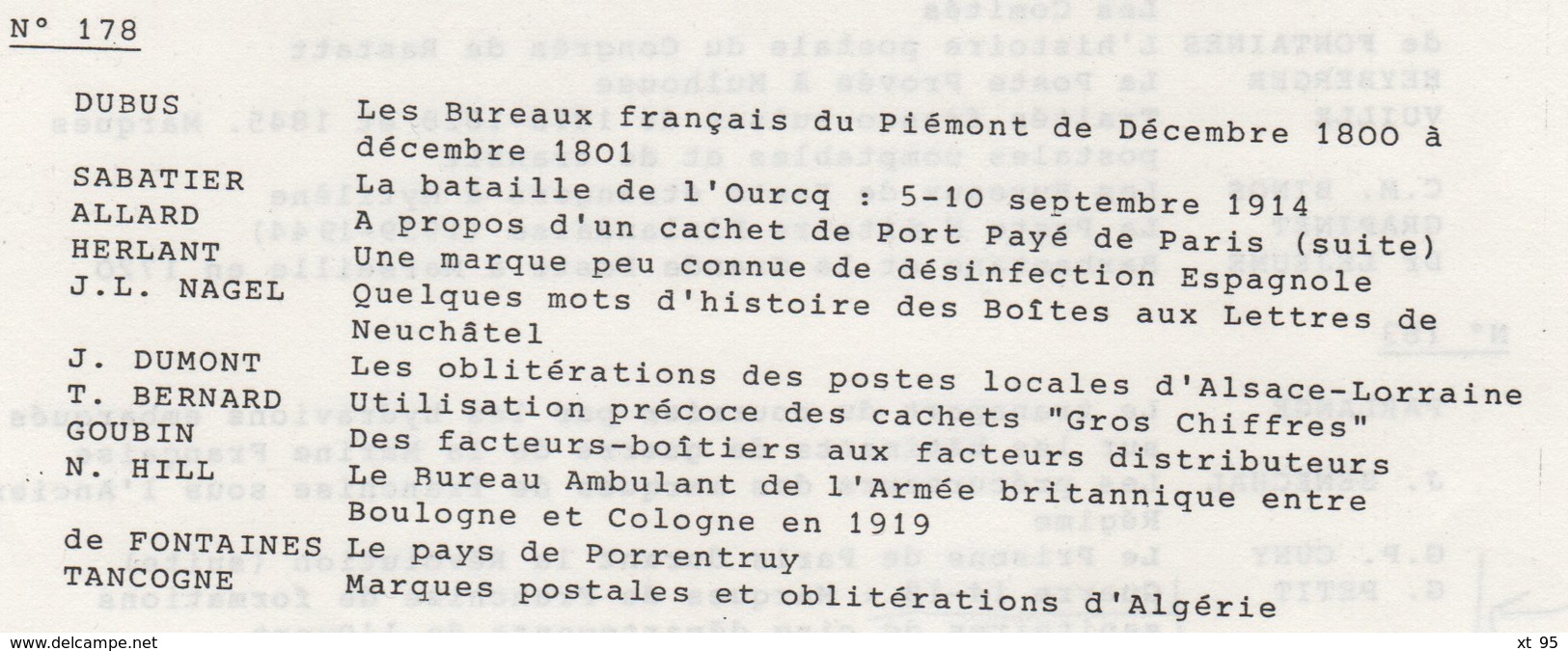 Les Feuilles Marcophiles - N°178 - Voir Sommaire - Frais De Port 2€ - Filatelia E Historia De Correos