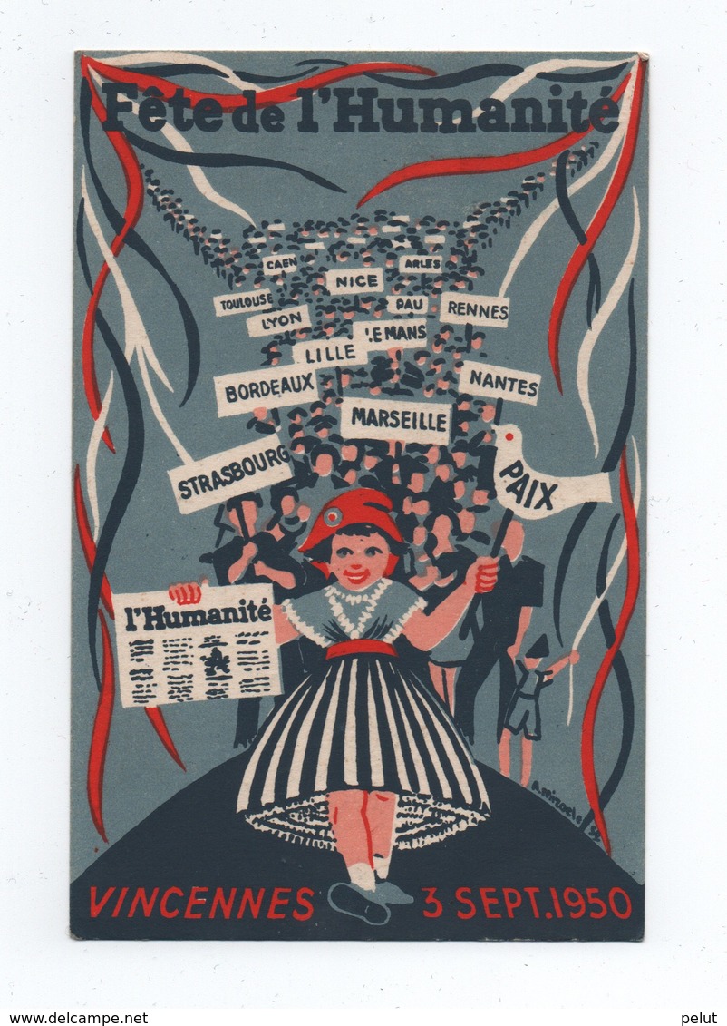 Carte Postale 1950 Fête De L'Humanité Vincennes - Partis Politiques & élections