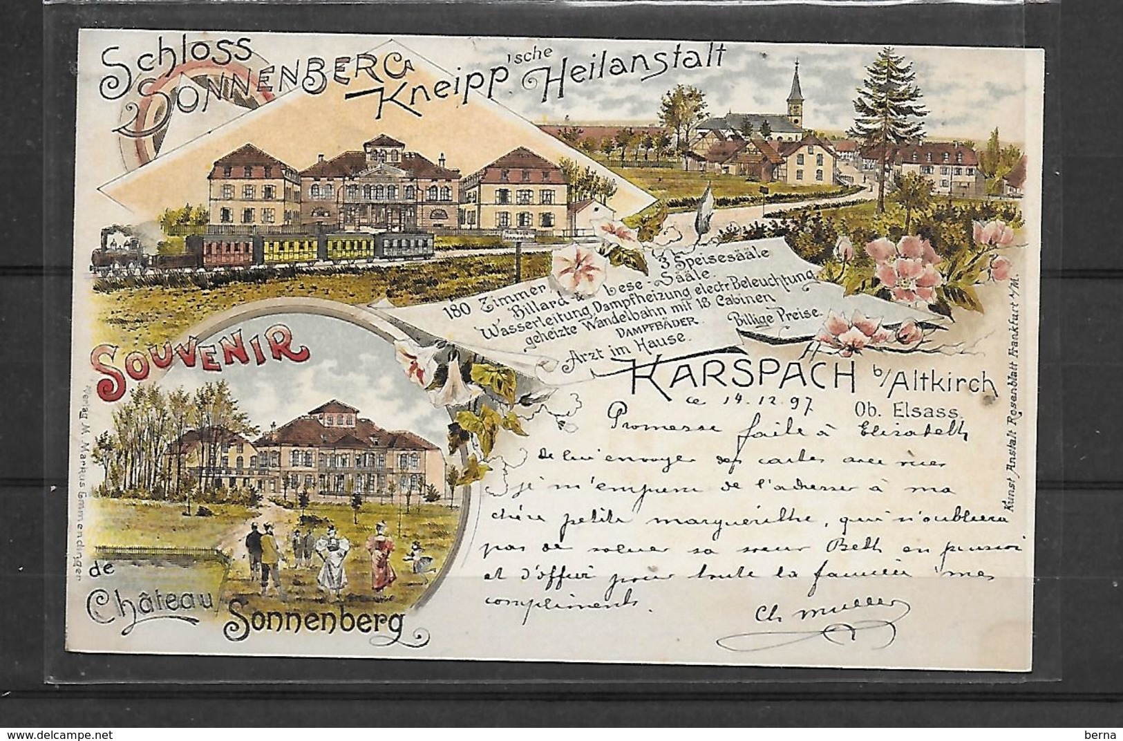 68 SONNENBERG GRUSS AUS CARSPACH 1897 - Autres & Non Classés