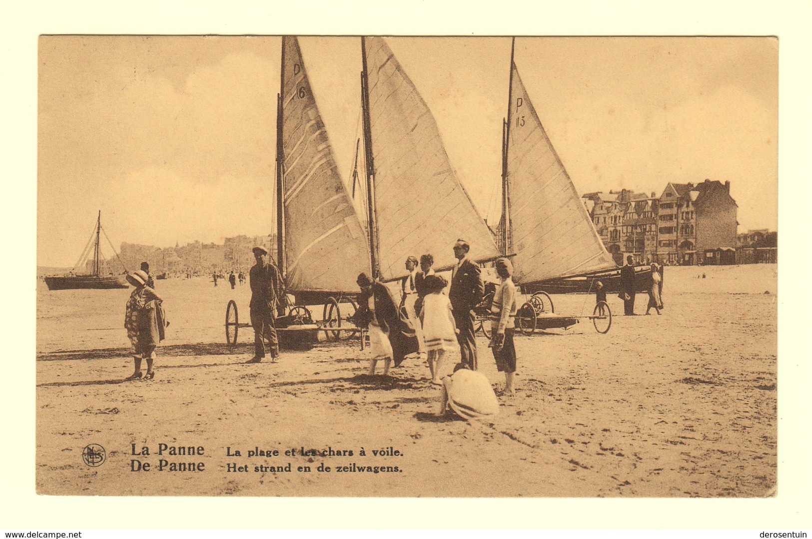 A1341	[Postkaart] De Panne - Het Strand En De Zeilwagens (Nels, Thill) [zeilwagen Char à Voile Chars La Plage] - De Panne