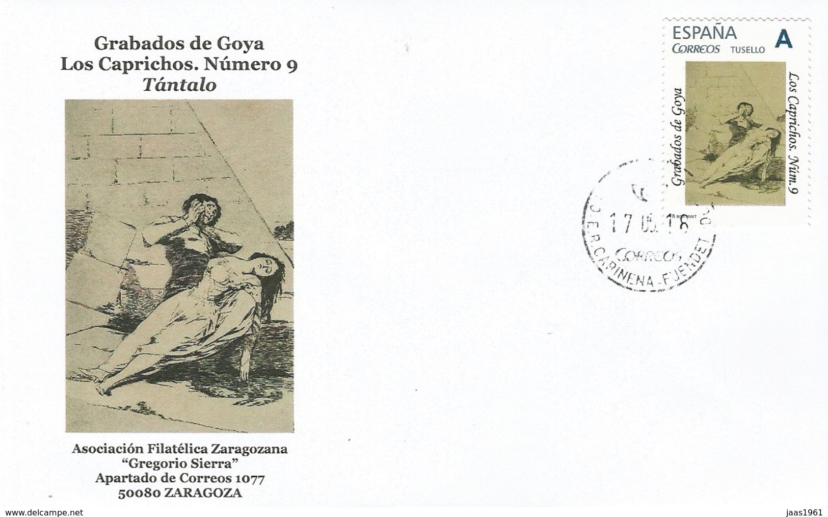 SPAIN. COVER GOYA ENGRAVING. CAPRICHOS 9. "TU SELLO" - Cartas & Documentos