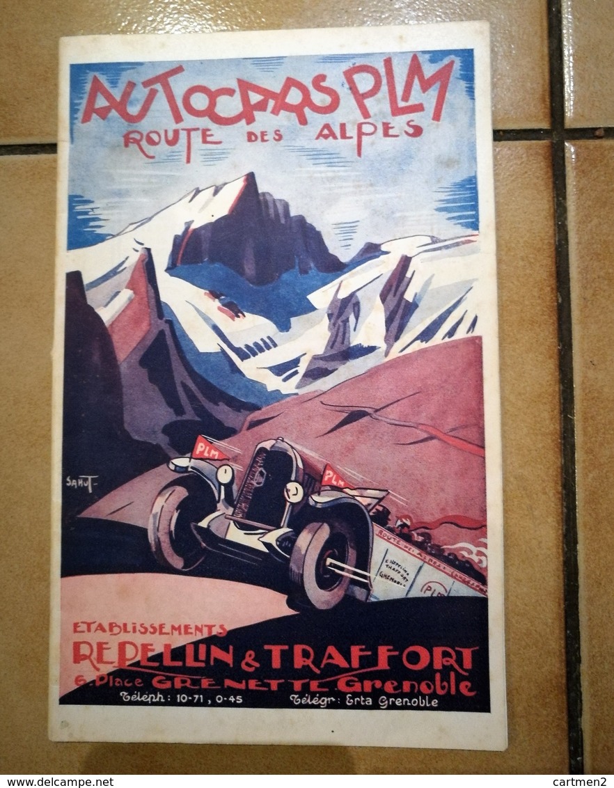 GUIDE TOURISTIQUE AUTOCARS P.L.M. ROUTE DES ALPES REPELLIN TRAFFORT GRENOBLE HORAIRE CHAMONIX MONT-BLANC VERCORS ANNECY - Dépliants Touristiques