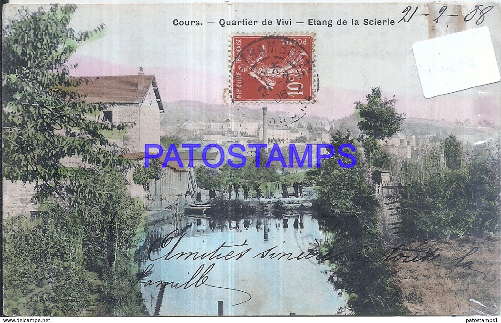 127392 FRANCE COURS DISTRICT OF VIVI ETANG DE LA SAIERIE DAMAGED CIRCULATED TO ARGENTINA POSTAL POSTCARD - Sonstige & Ohne Zuordnung