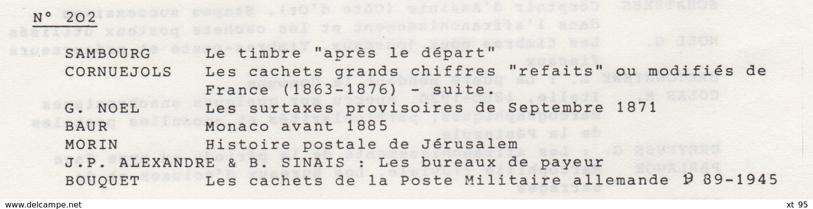 Les Feuilles Marcophiles - N°202 - Voir Sommaire - Frais De Port 2€ - Filatelia E Storia Postale