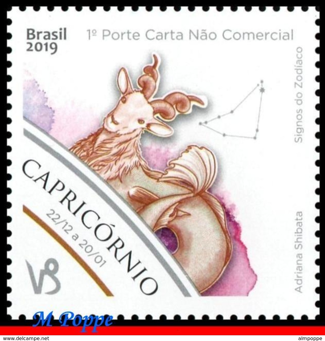 Ref. BR-V2019-33 BRAZIL 2019 ASTROLOGY, ZODIAC SIGNS, CAPRICORN,, 10TH ISSUE, CONSTELLATION, MNH 1V - Neufs