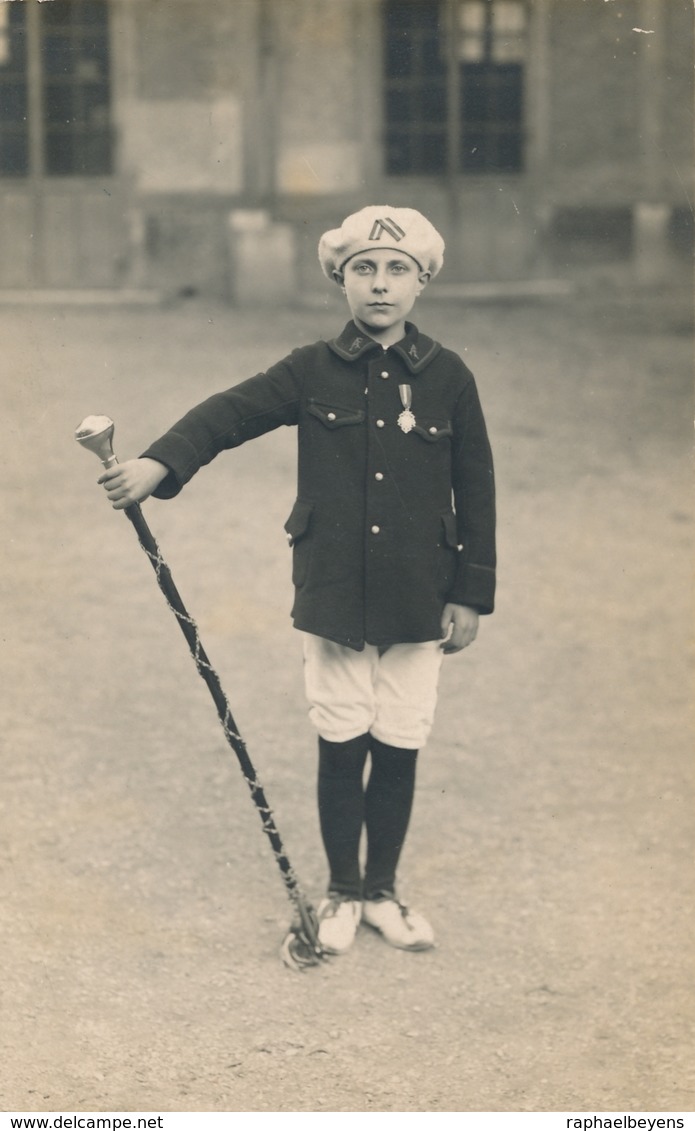 Photo-carte Jeune Garçon Troyes Tambour Major Identifié François Arbona Médaille - Personnes Identifiées