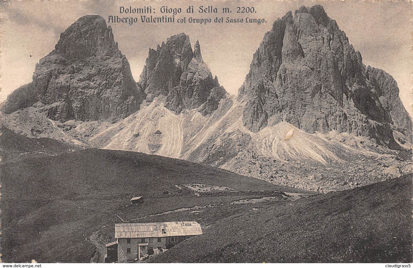 0858  "DOLOMITI-GIOGO DI SELLA ALBERGO VALENTINI COL GRUPPO DEL SASSO LUNGO" CART  ORIG - Altri & Non Classificati