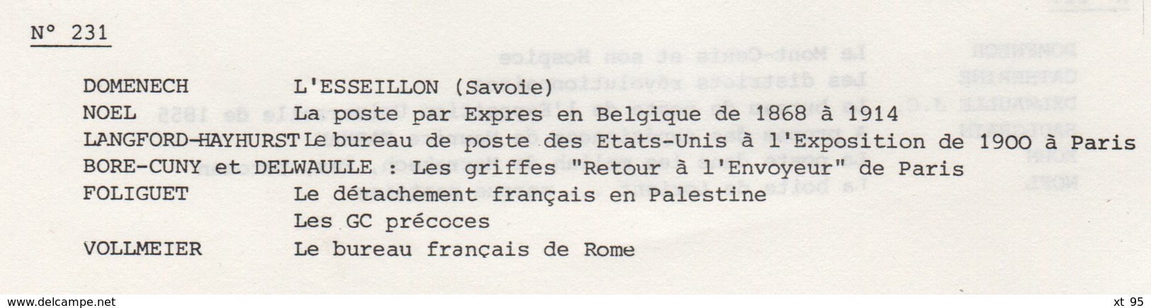Les Feuilles Marcophiles - N°231 - Voir Sommaire - Frais De Port 2€ - Philatélie Et Histoire Postale