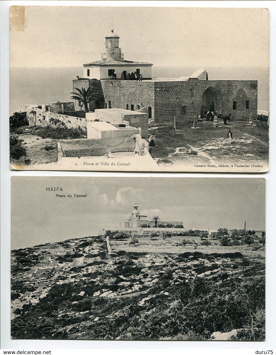 LOT 2 CP PALESTINE * HAÏFA 1°/ Phare Et Villa Du Carmel (Carte Pionnière) 2°/ Phare Du Carmel - Palestina