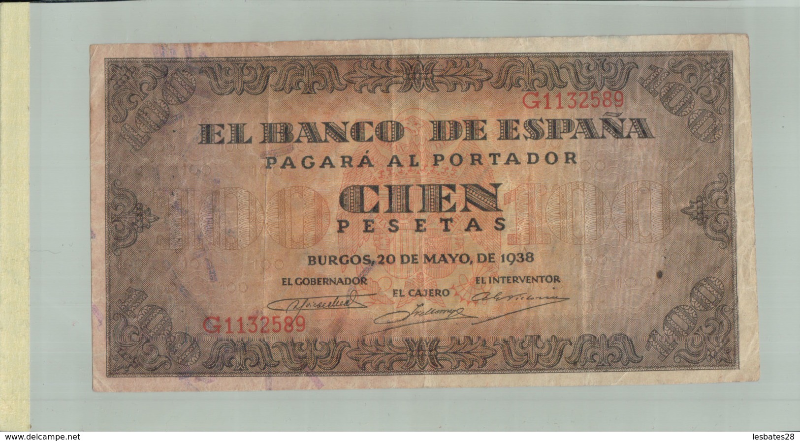 Billet De Banque ESPAGNE 100 PESETA   1939     DEC 2019 Gerar - 100 Peseten