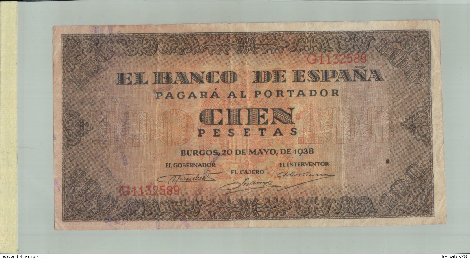 Billet De Banque ESPAGNE 100 PESETA   1939     DEC 2019 Gerar - 100 Pesetas