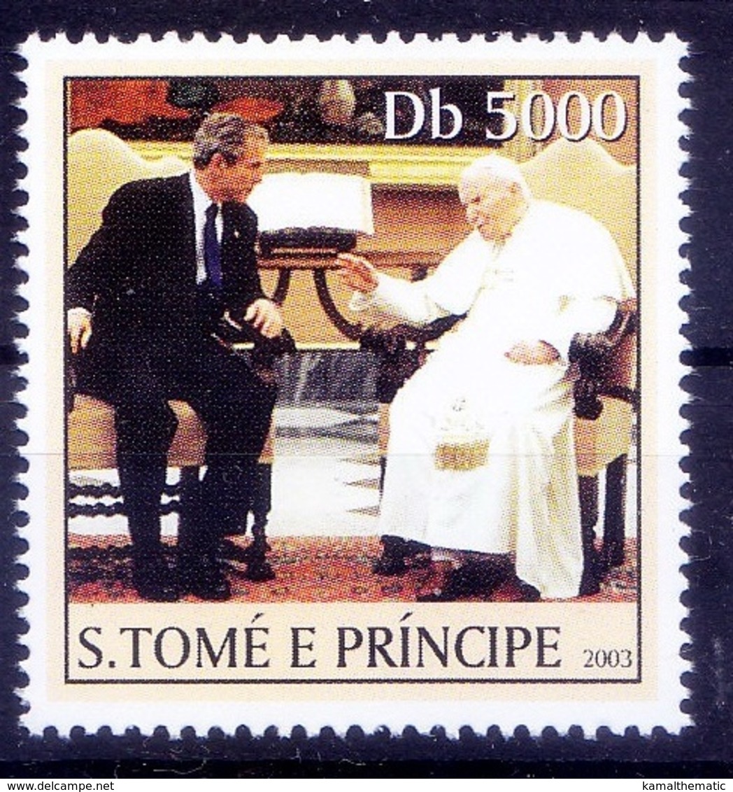 Pope John Paul II, President George W. Bush, Religion, Sao Tome 2003 MNH - Papas
