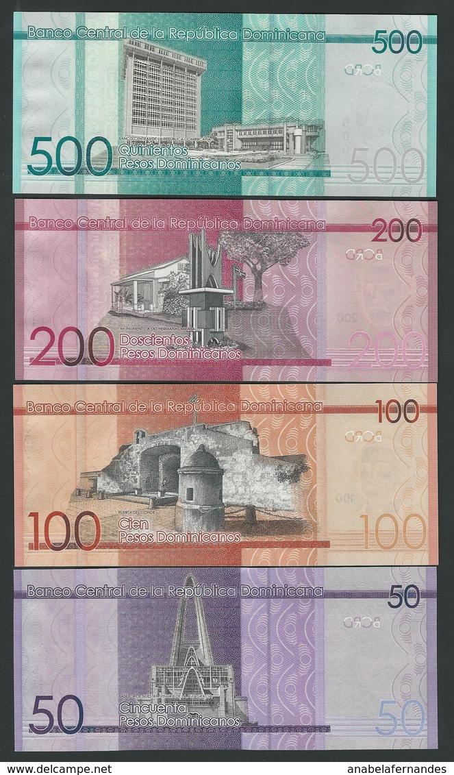 DOMINICAN REPUBLIC 500+ 200+100+50 PESOS 2015 / 2016 4 PCS UNC - Dominicana