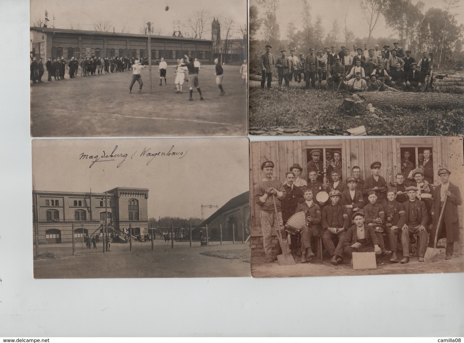 CORRESPONDANCE.ALLEMAGNE.BEAURAING.7 CARTES PHOTOS.MAGDEBURG.SOLDATS.CASERNE.WAGENHOUS ?.PRISONNIERS DE GUERRE.1918 - Guerre 1914-18