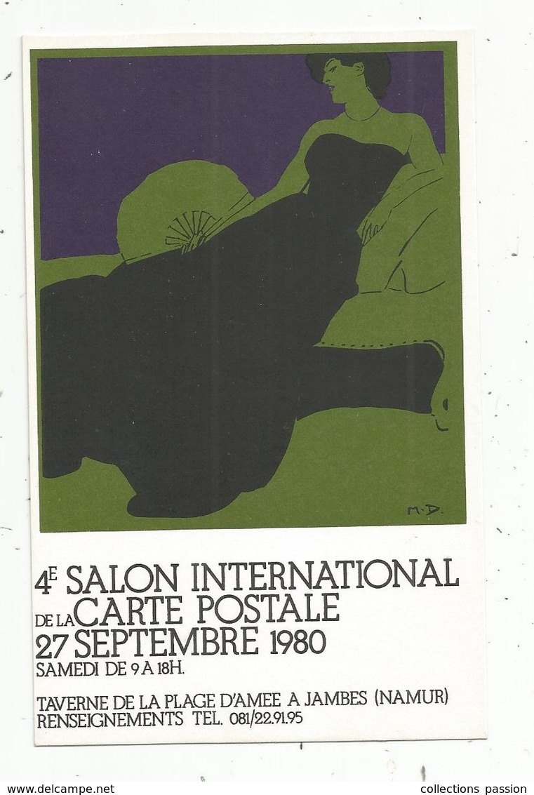 Cp, Bourses & Salons De Collections, 4 E Salon De La Carte Postale,1980 ,BELGIQUE , JAMBES (NAMUR) , Vierge - Bourses & Salons De Collections