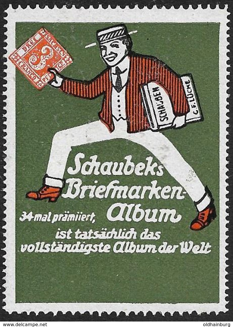 4199p: Reklamemarke Schaubeks Briefmarkenalbum, Vignette Ca. 1914 **, SachsenDreier - Vignetten (Erinnophilie)