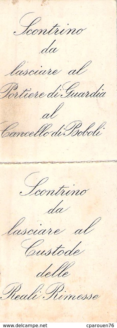 2 Ticket  Scontrino Da Lasciare Al Portiere Di Guardia Al Cancello Di Boboli Permesso Per Visitare Il Reale Giardino - Biglietti D'ingresso