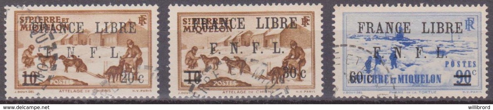 Saint-Pierre Et Miquelon - Used 1941 FRANCE LIBRE F.N.F.L. Surcharges - Set Of 7 - Scott (2008) $177.75 - Scarce Used! - Gebraucht