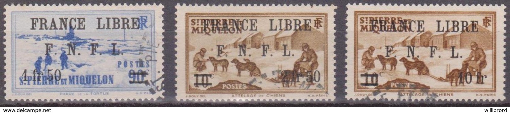 Saint-Pierre Et Miquelon - Used 1941 FRANCE LIBRE F.N.F.L. Surcharges - Set Of 7 - Scott (2008) $177.75 - Scarce Used! - Gebraucht