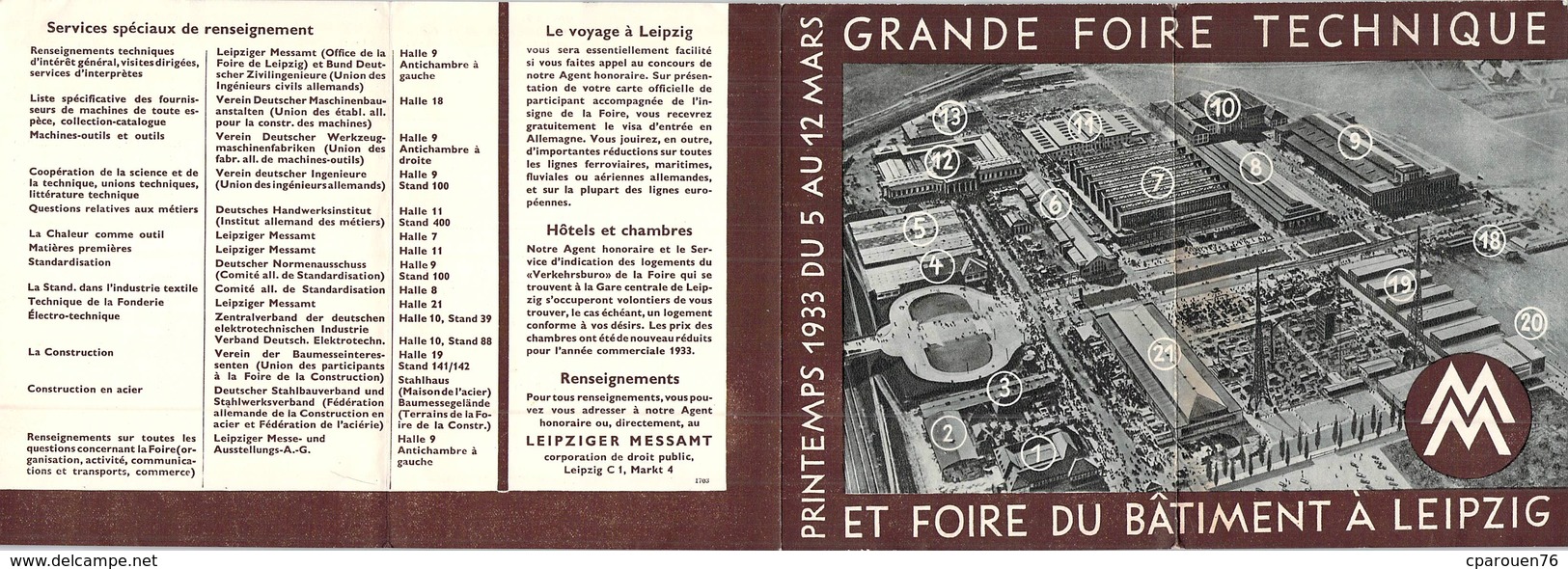 Dépliant Publicitaire Grande Foire Technique Et Foire Du Bâtiment De Leipzig 1933 Allemagne - Petits Métiers