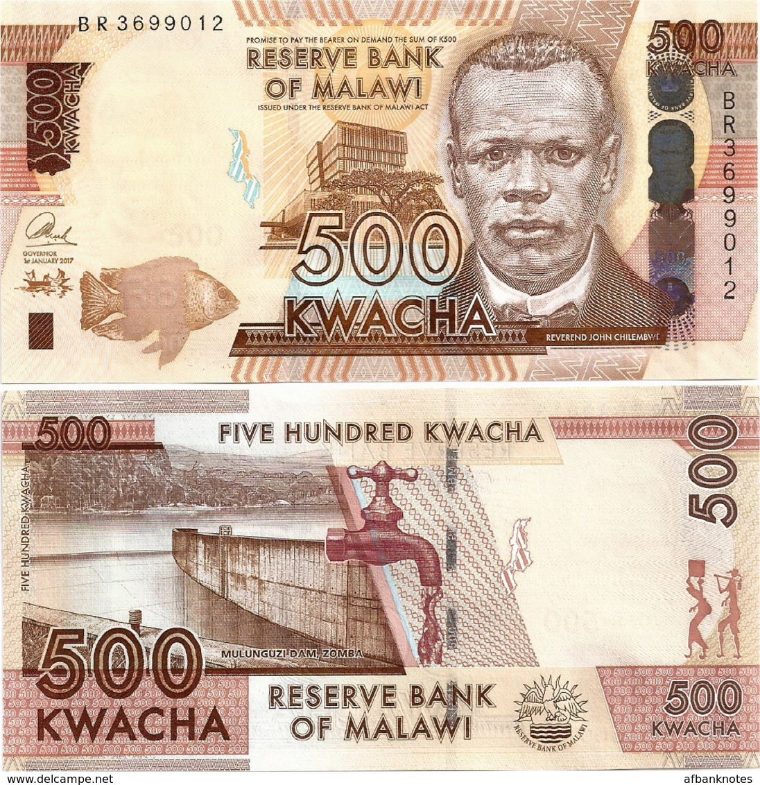 MALAWI       500 Kwacha       P-66[b]       1.1.2017       UNC  [ Sign. Chuka ] - Malawi