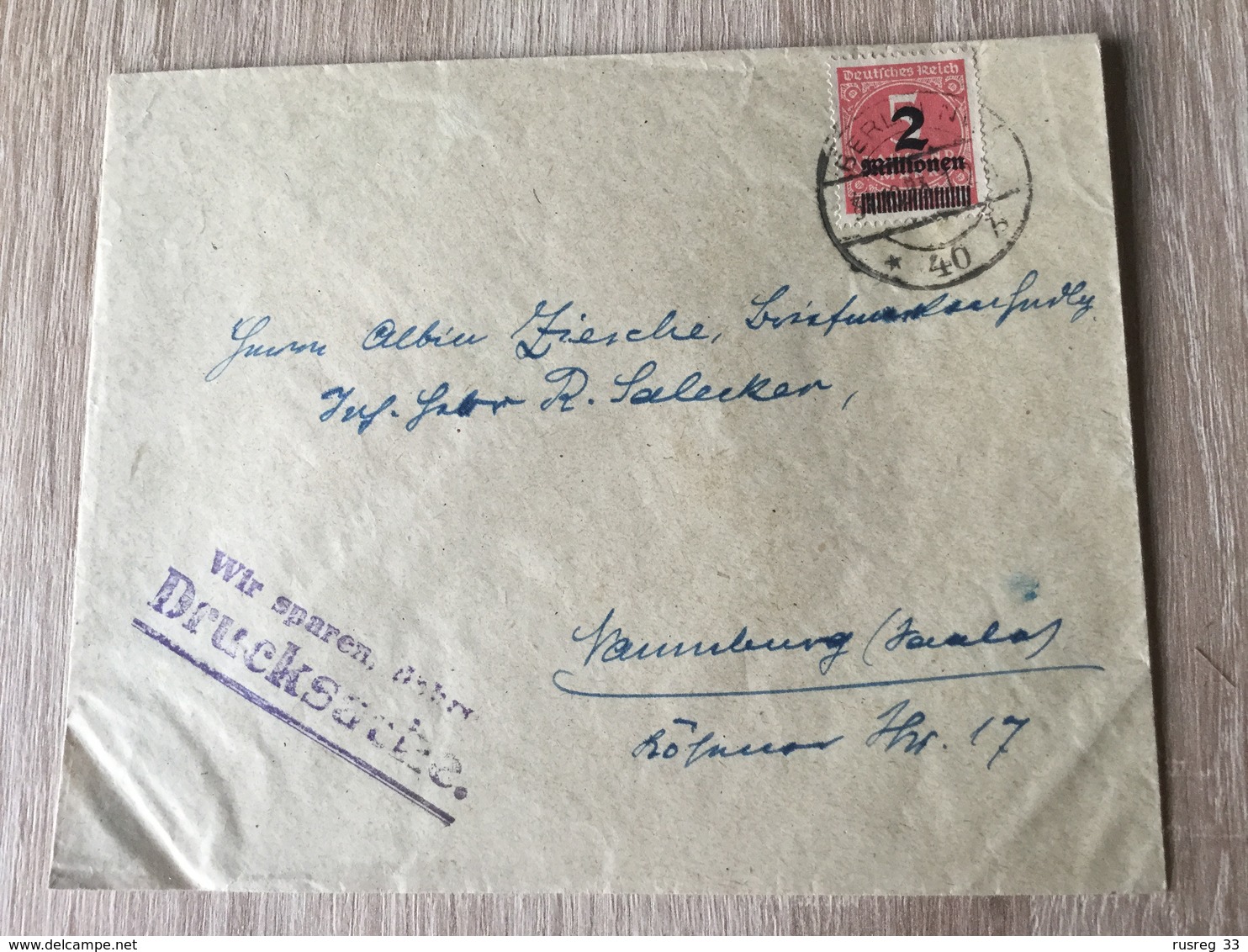 GÄ26223 Deutsches Reich 1923 Drucksache Von Berlin Nach Naumburg - Cartas & Documentos