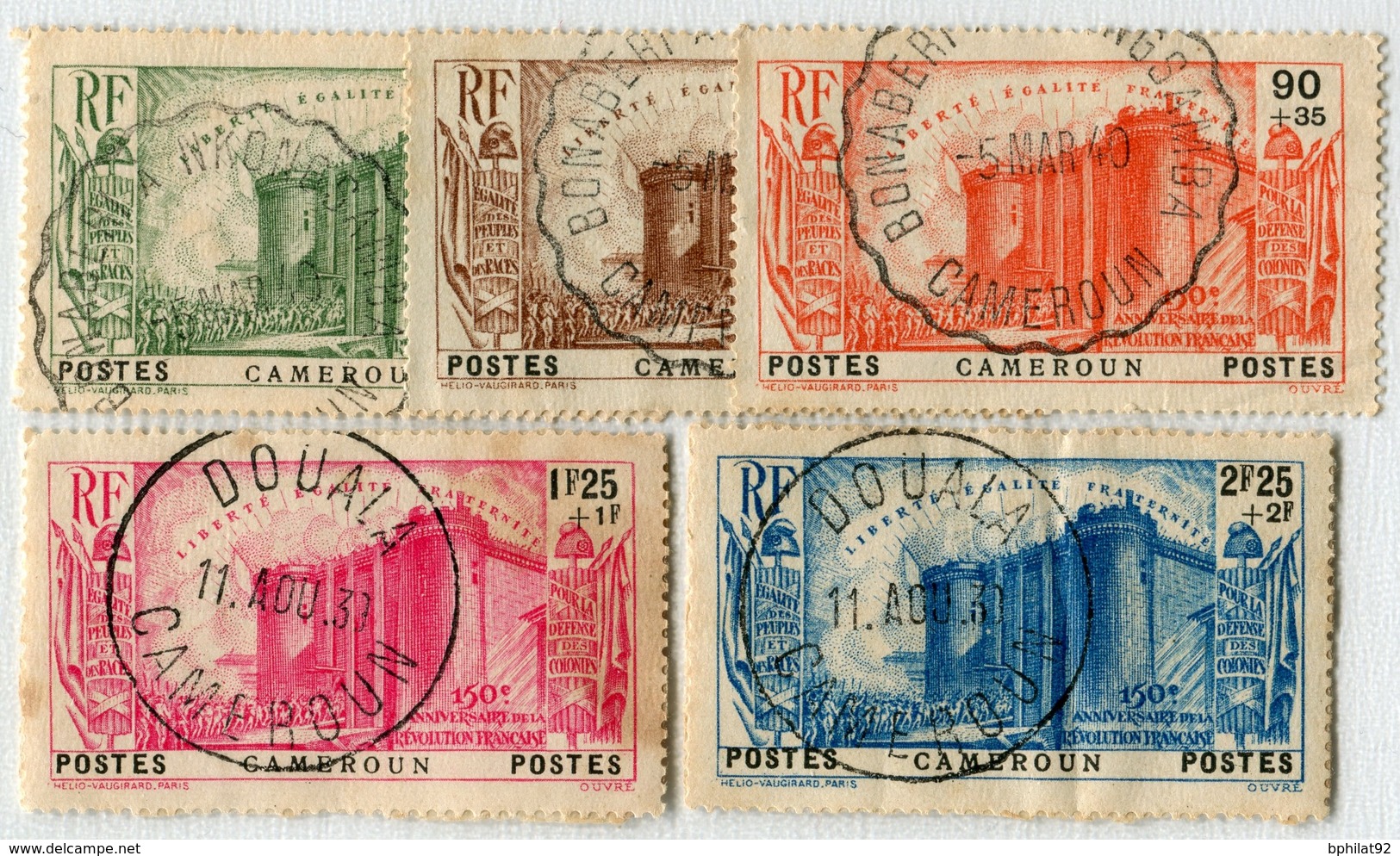 !!! PRIX FIXE : CAMEROUN, SÉRIE BASTILLE N°192/196 OBLIT SÉLECTIONNÉES - Used Stamps