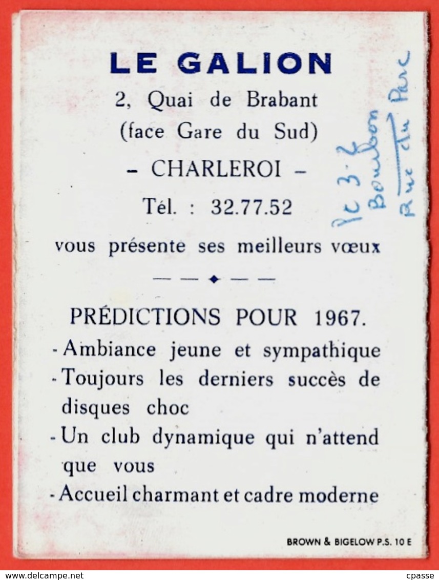 Calendrier Pin-up Petit Format 1967 - "LE GALION" Quai De Brabant (face Gare Du Sud) CHARLEROI Belgique Belgie - Petit Format : 1961-70