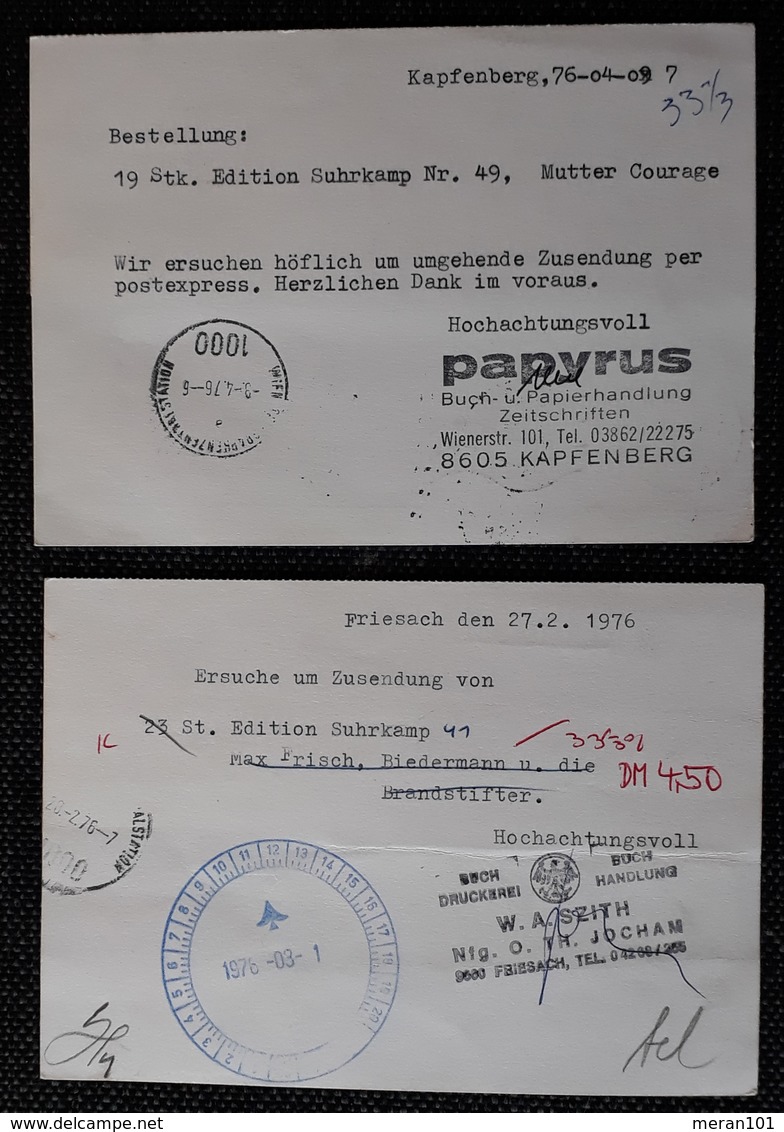 Österreich 1976, 2 EXPRESS Postkarte - Briefe U. Dokumente