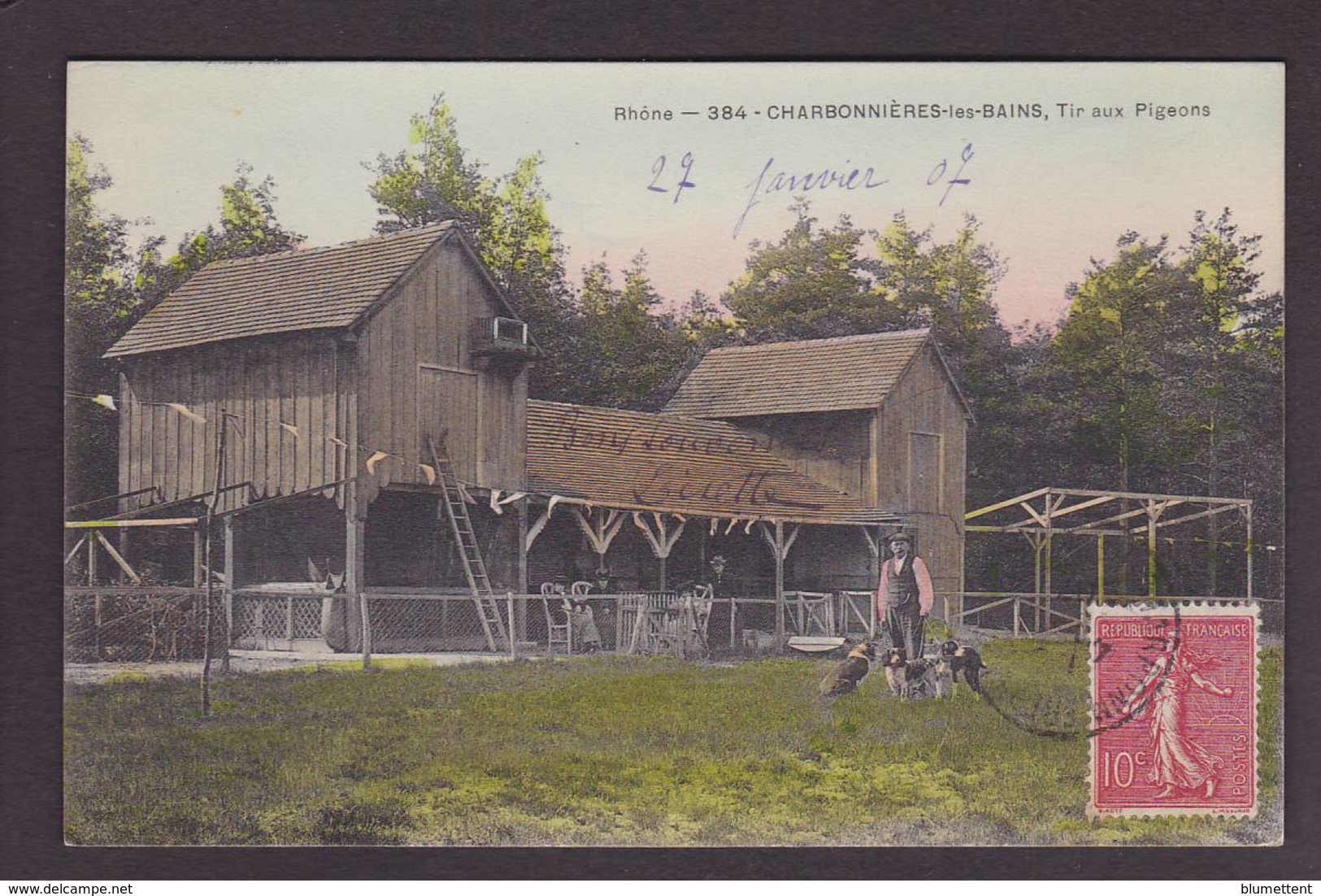 CPA Tir Aux Pigeons Circulé Charbonnières Les Bains - Schieten (Wapens)