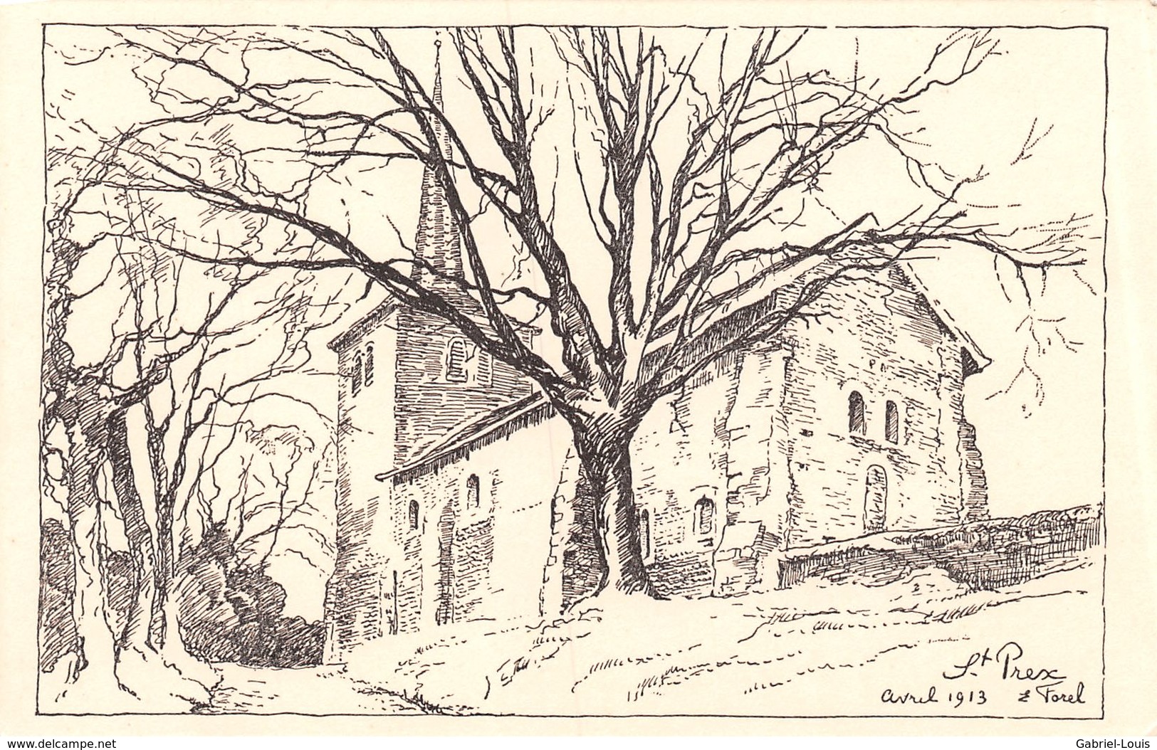St - Prex Avril 1913 - Temple - Eglise - Illustrateur Forel - Forel