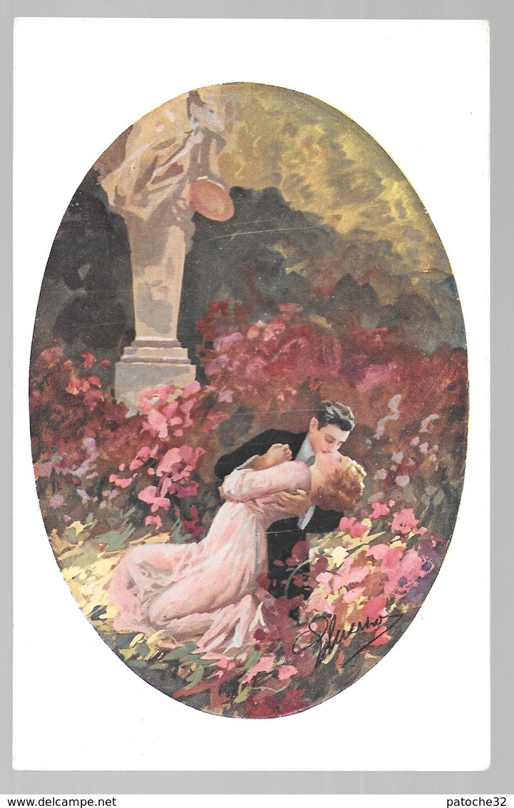 Cpa..illustrateur Italien..Guerinoni..art Nouveau..couple S'embrassant.. - Guerinoni