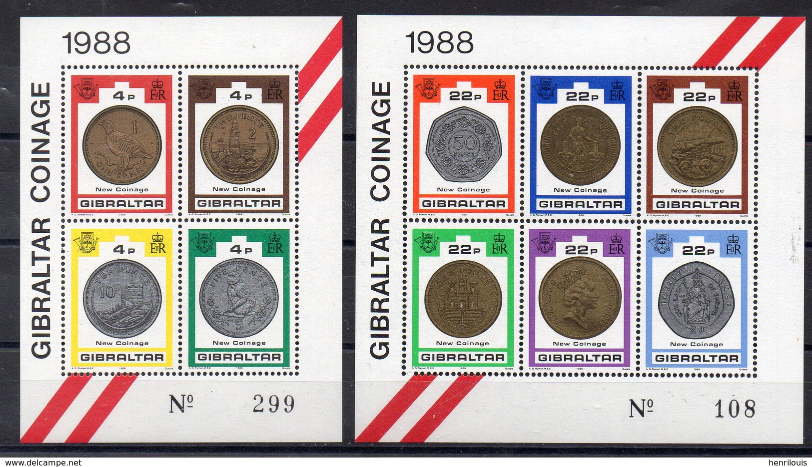 GIBRALTAR    Timbres Neufs ** De 1988 ( Ref  1325 ) Numismatique -monnaies - Gibilterra