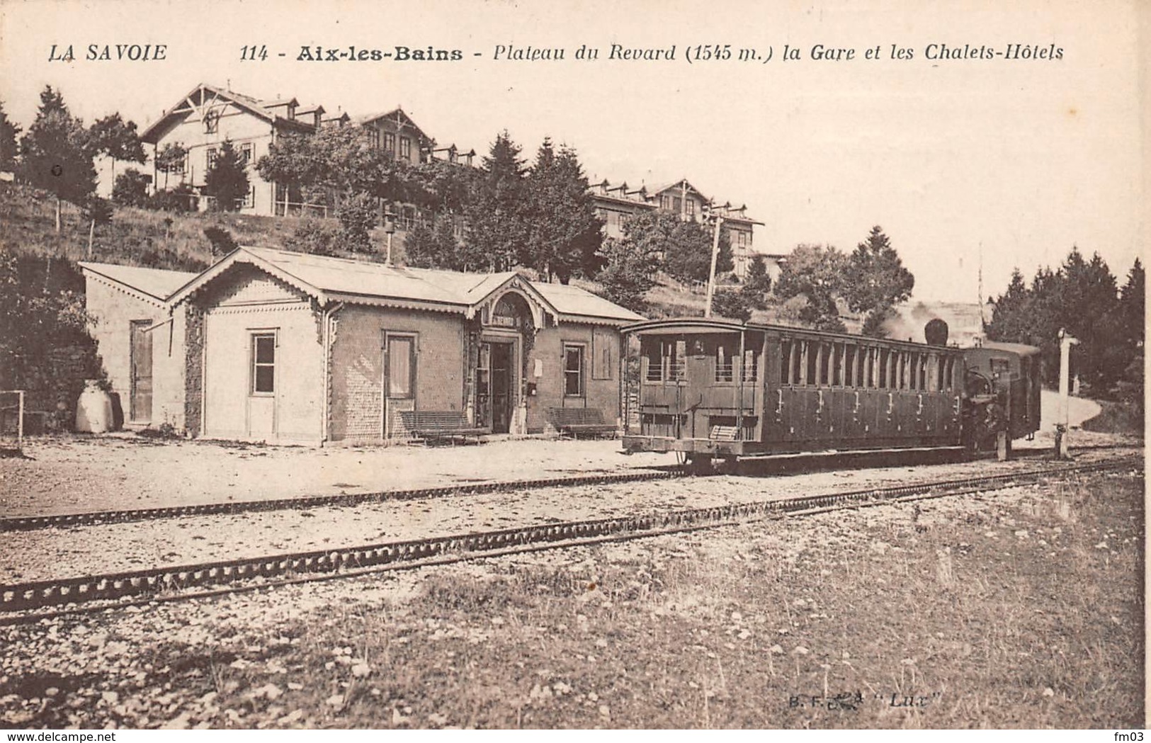 Aix Les Bains Plateau Du Revard Gare Train BF 114 Publicité Chirurgie Santé Perrier Biesles Canton Nogent - Aix Les Bains