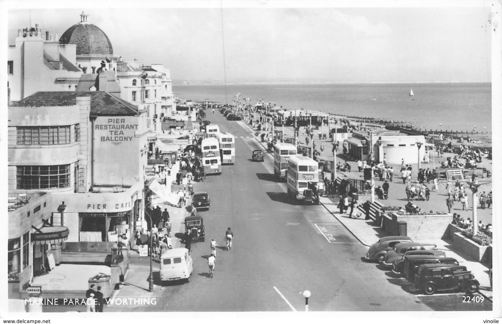 PIE-Z SDV-19-5684 :  MARINE PARADE. WORTHING. BUS. AUTOPMOBILE. CAR. - Worthing