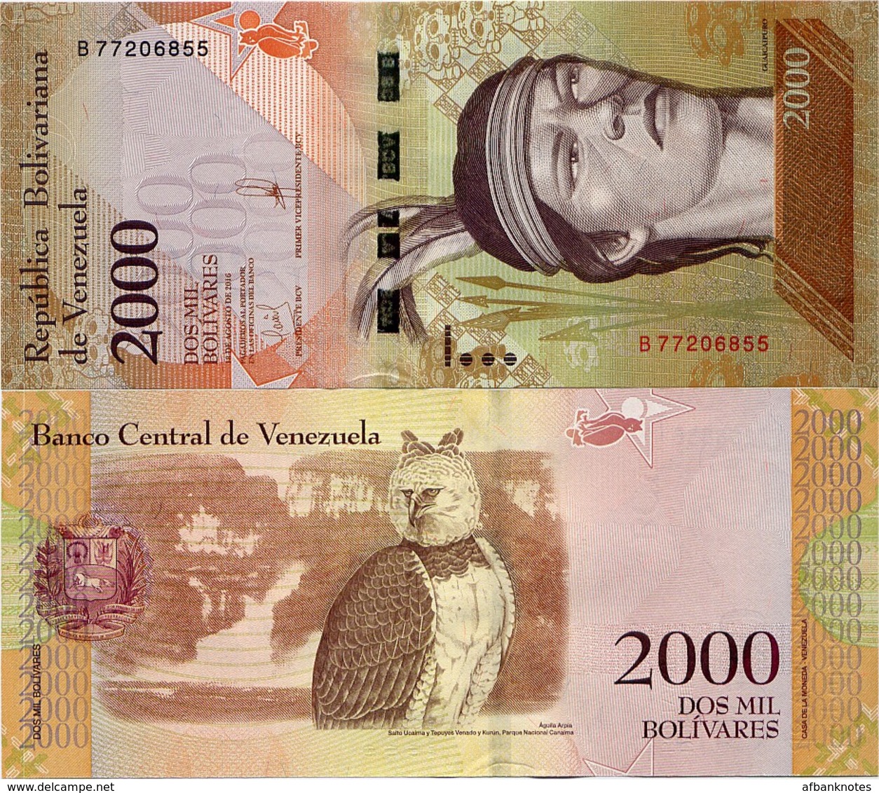 VENEZUELA       2000 Bolívares       P-96[b]       18.8.2016       UNC - Venezuela