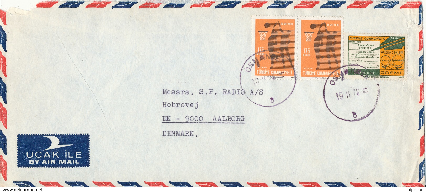 Turkey Air Mail Cover Sent To Denmark Osmanbey 19-2-1976 - Airmail