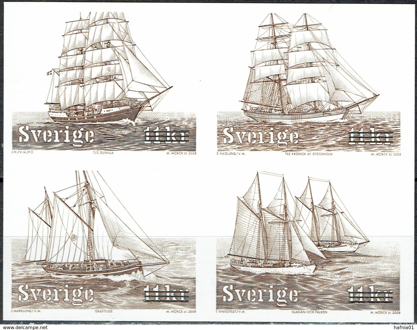 Sweden 2007. Sailing Ships. Blackprint. - Probe- Und Nachdrucke