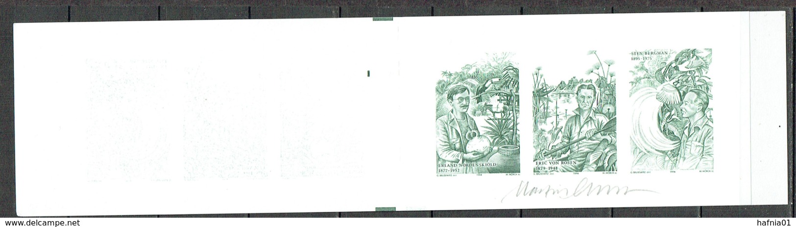 Martin Mörck. Sweden 1994. CEPT.  Michel 1840-42 Blackprint Booklet MNH. Signed. - Essais & Réimpressions