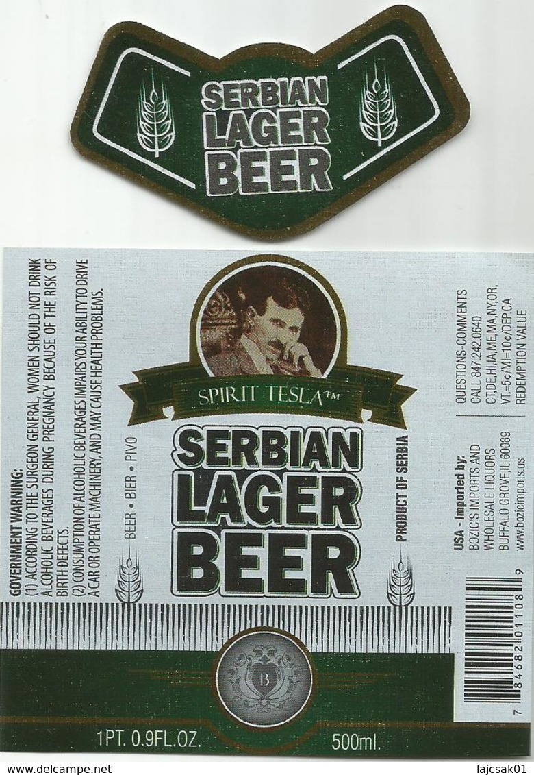 TESLA PIVO BEER Bottle Label From Serbia (export To USA) Valjevo Brewery - Bier